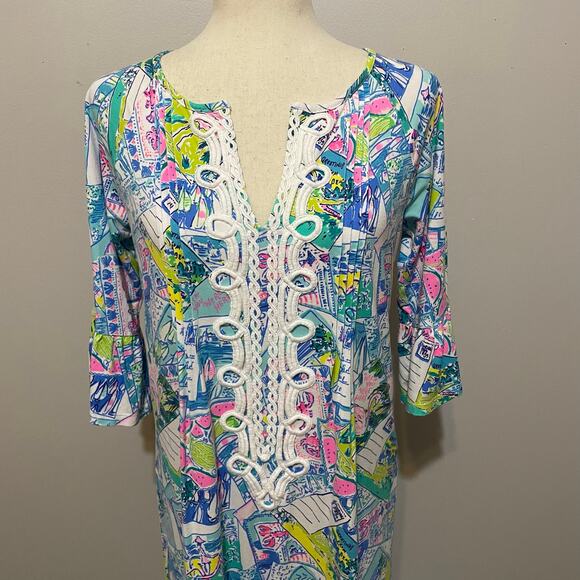 Lilly Pulitzer Women's Krysta Dress Shift Tunic Wish You Were Here sz S Multi - Picture 6 of 13